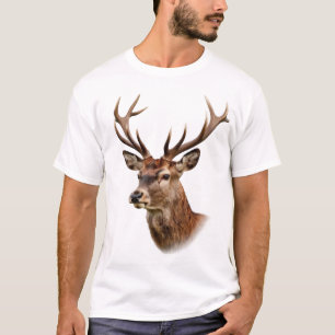 Camiseta Retrato de majestuoso ciervo con grandes cuernos