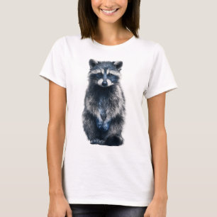 Camiseta Retrato de mapache de pie educado mujeres