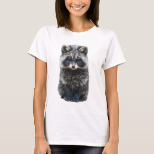 Camiseta Retrato de mapache lindo y esponjoso para mujeres
