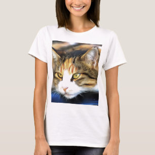 Camiseta Retrato de Mascota realista de gato de calico amar