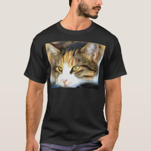 Camiseta Retrato de Mascota realista de gato de calico amar