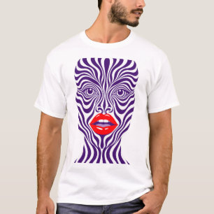 Camiseta Retrato de moda abstracto con labios rojos