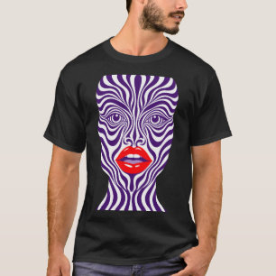 Camiseta Retrato de moda abstracto labios rojos