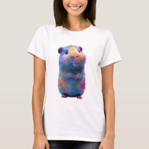 Camiseta Retrato de mujer con hámster peludo pastel vibrant