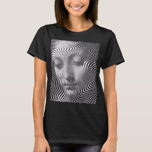 Camiseta Retrato de mujer con ola de ilusión óptica abstrac