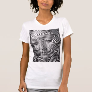 Camiseta Retrato de mujer con onda de ilusión óptica abstra