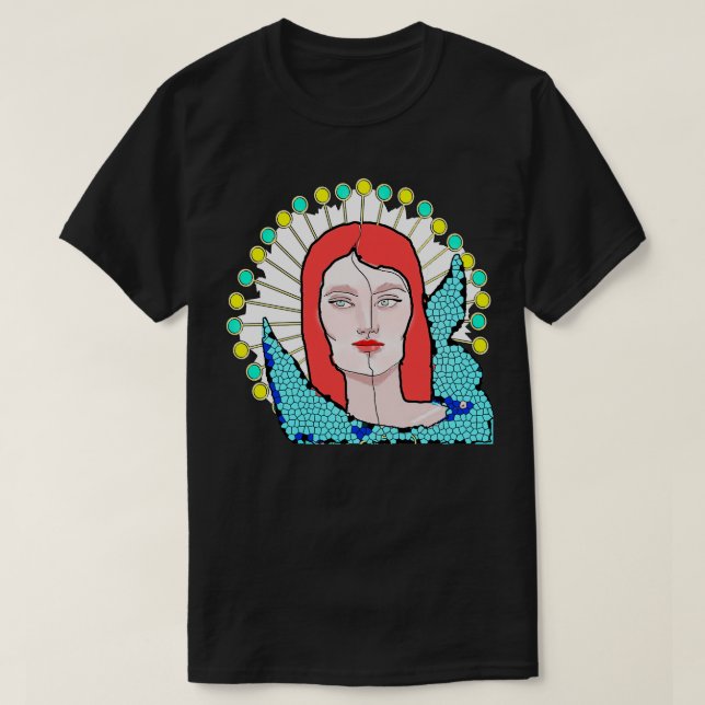 Camiseta Retrato de mujer dividida (Diseño del anverso)