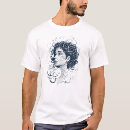 Camiseta Retrato de mujer etérea - Pelo giratorio abstracto