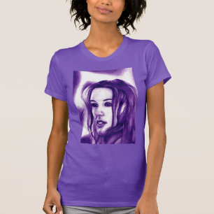 Camiseta Retrato de mujer gente púrpura Arte original