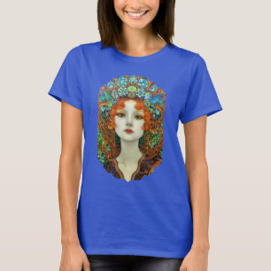 Camiseta Retrato de mujer hermosa con estilo de vidrio manc