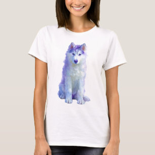 Camiseta Retrato de mujer husky lavanda mística