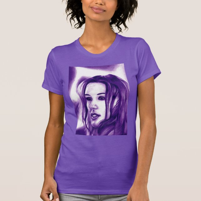 Camiseta Retrato de mujer morada arte original (Anverso)