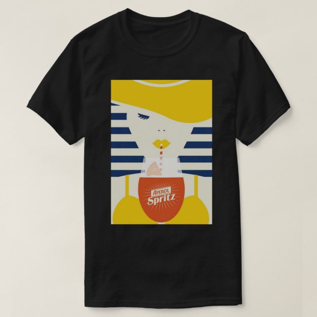 Camiseta retrato de mujer y perol spritz (Diseño del anverso)