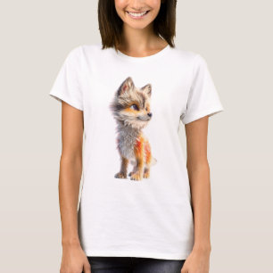 Camiseta Retrato de Mujer Zorro Caprichoso Esponjoso