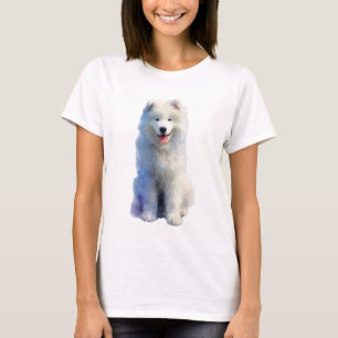 Camiseta Retrato de mujeres sonrientes Samoyed blanco espon