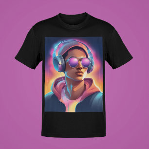 Camiseta Retrato de música de tipo Guay estilo Jóvenes