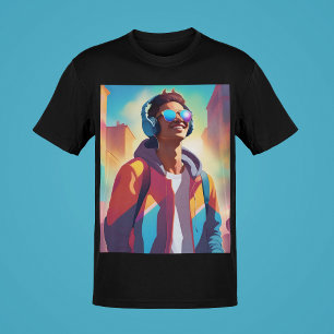 Camiseta Retrato de música de tipo Guay estilo Jóvenes
