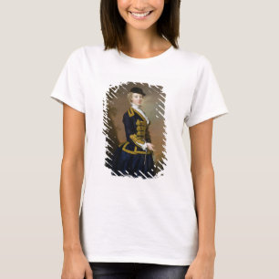 Camiseta Retrato de Nancy Fortesque que lleva un ri azul
