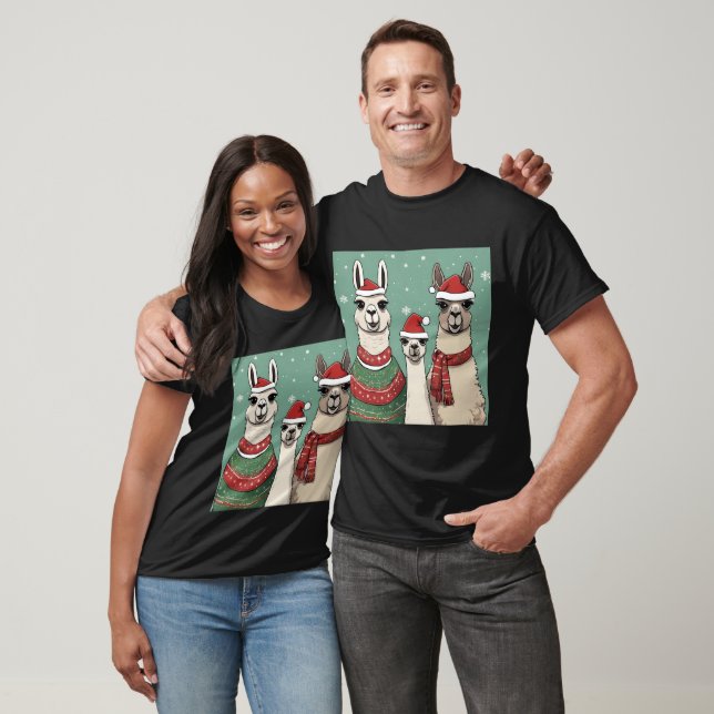 Camiseta Retrato de Navidades de Llama (Unisexo)