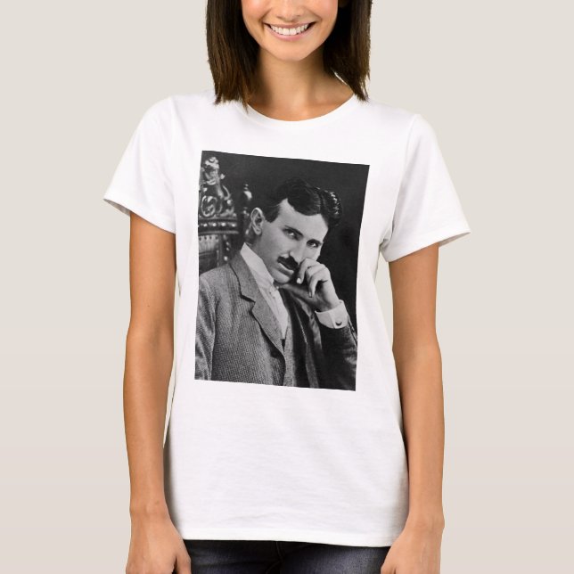 Camiseta Retrato de Nikola Tesla (Anverso)
