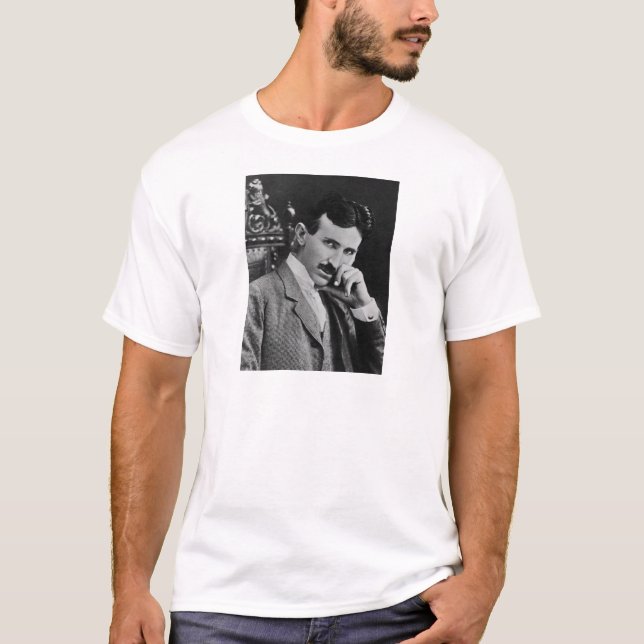 Camiseta Retrato de Nikola Tesla (Anverso)