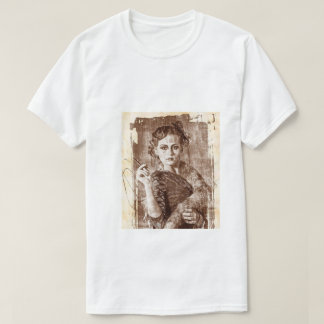 Camiseta Retrato de niña con estética de boceto vintage