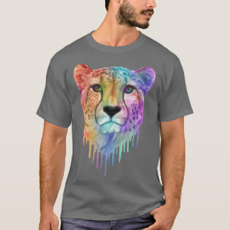 Camiseta Retrato de niña familia guepardo goteo arcoíris