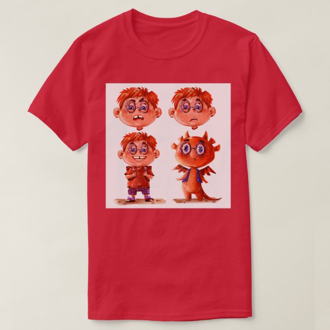 Camiseta Retrato de niño dragón (Diseño del anverso)