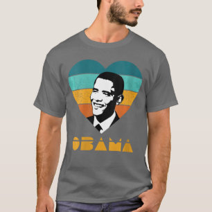 Camiseta Retrato de Obama Femenino Cuello en V Corazón Retr