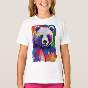 Camiseta Retrato de oso colorido