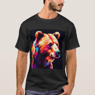 Camiseta Retrato de oso geométrico colorido