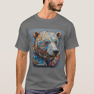Camiseta Retrato de oso grizzly en un arte de vidrio emplom