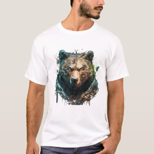 Camiseta Retrato de oso pardo pintura animal de vida silves