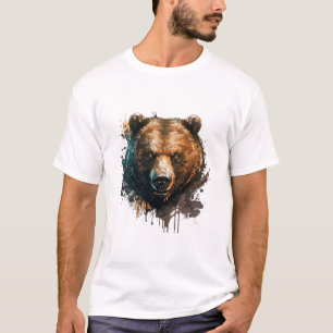 Camiseta Retrato de oso pardo pintura animal de vida silves