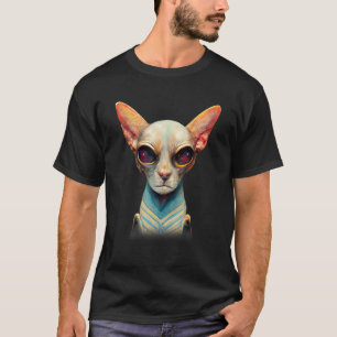 Camiseta Retrato de OVNI para gato Alien Sphynx sin pelo