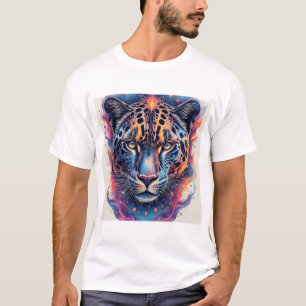 Camiseta Retrato de pantera con elementos ígneos abstractos