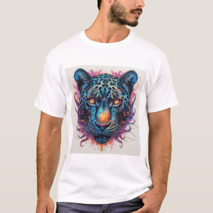 Camiseta Retrato de pantera con elementos ígneos abstractos