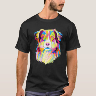 Camiseta Retrato de pastor australiano pop colorido