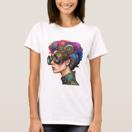 Camiseta Retrato de pelo arco iris de Steampunk