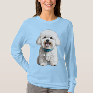 Camiseta Retrato de Perro Adorable de Bichon Frise