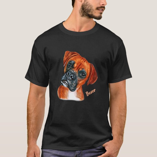 Camiseta Retrato de perro bóxer marrón (Anverso)