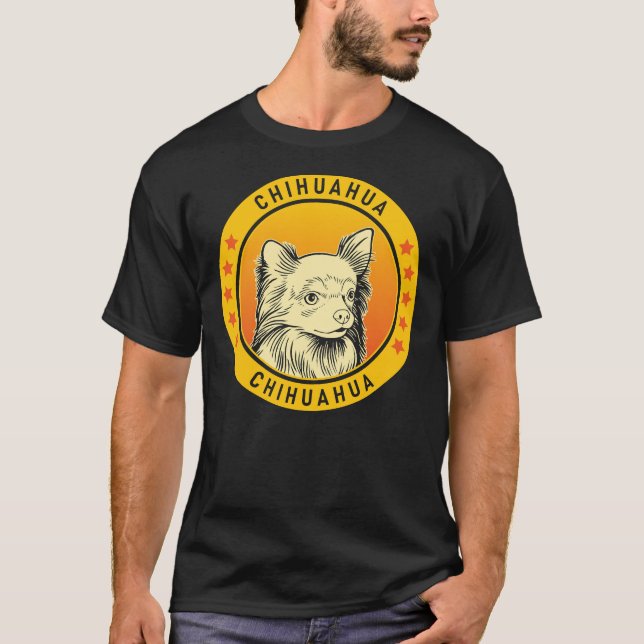 Camiseta Retrato de perro chihuahua de pelo largo (Anverso)