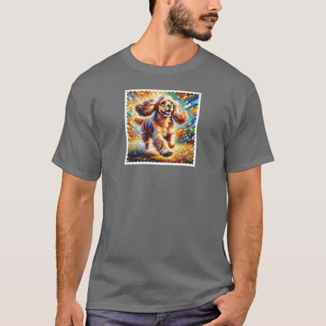 Camiseta Retrato de perro Cocker Spaniel Impresión de arte  (Anverso)