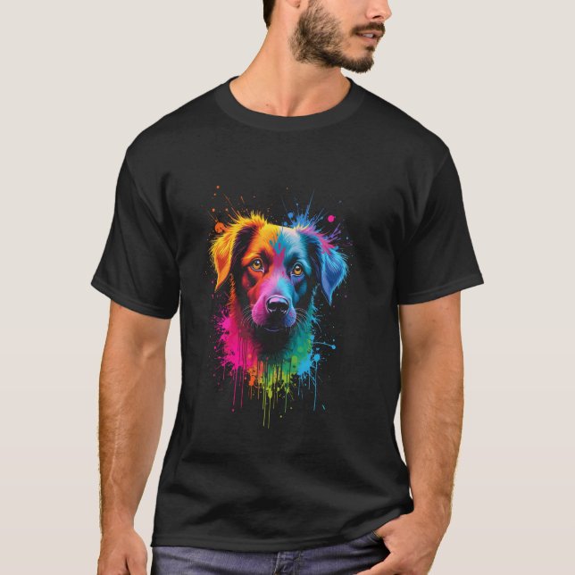 Camiseta Retrato de perro colorido (Anverso)