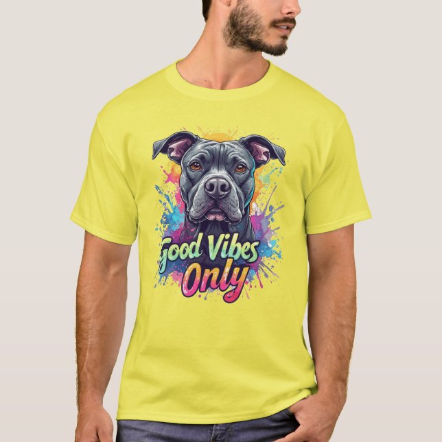 Camiseta Retrato de perro colorido con fondo de salpicadura (Anverso)