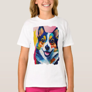 Camiseta Retrato de perro colorido - Pintura de corgi