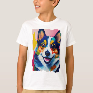 Camiseta Retrato de perro colorido - Pintura de corgi