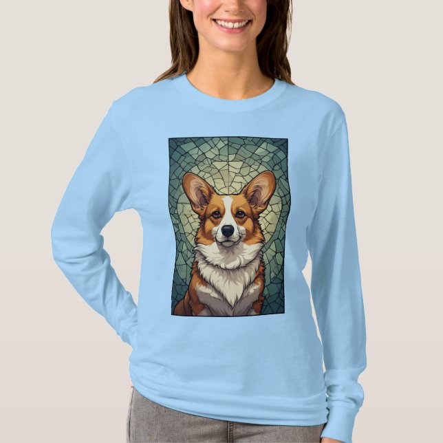 Camiseta Retrato de perro Corgi amistoso (Anverso)