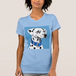 Camiseta Retrato de Perro Dalmata con Collar Azul