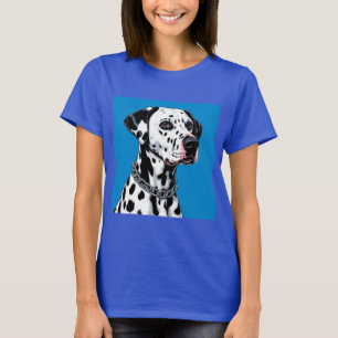 Camiseta Retrato de perro dálmata sobre fondo azul